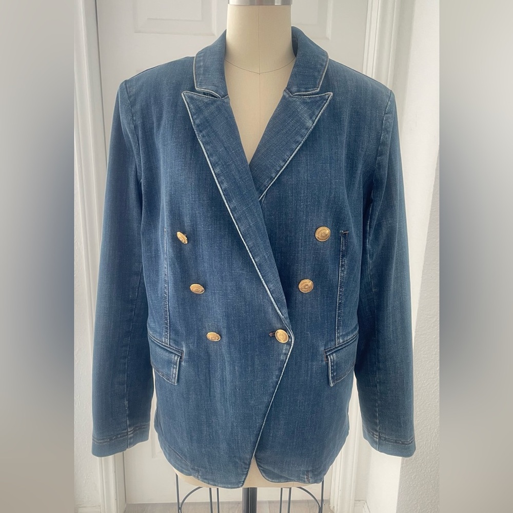 🆕 White House Black market Denim Studio Blazer - Picture 9 of 16